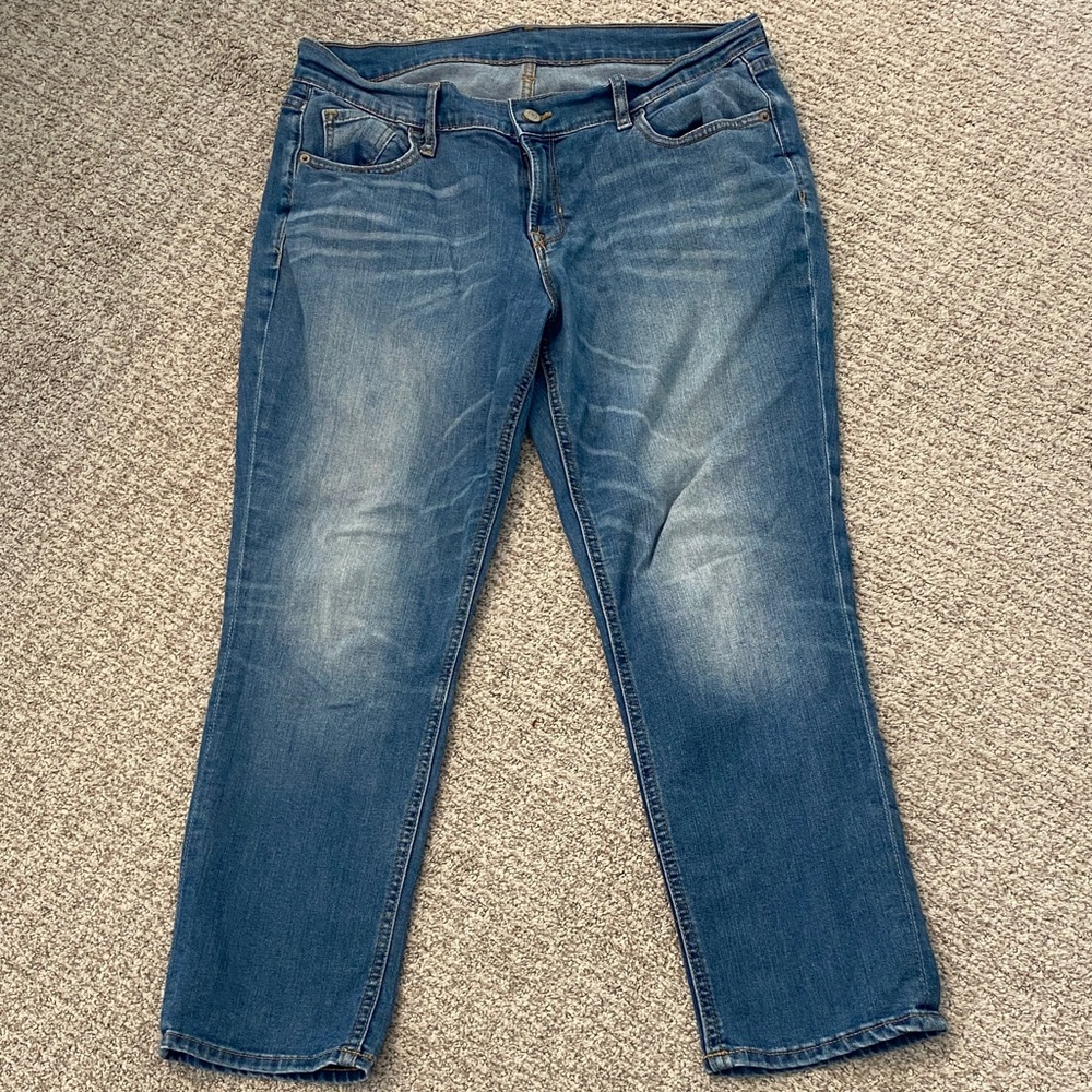 Old Navy Size 10 Boyfriend Straight Crop Classic Blue Denim Jeans